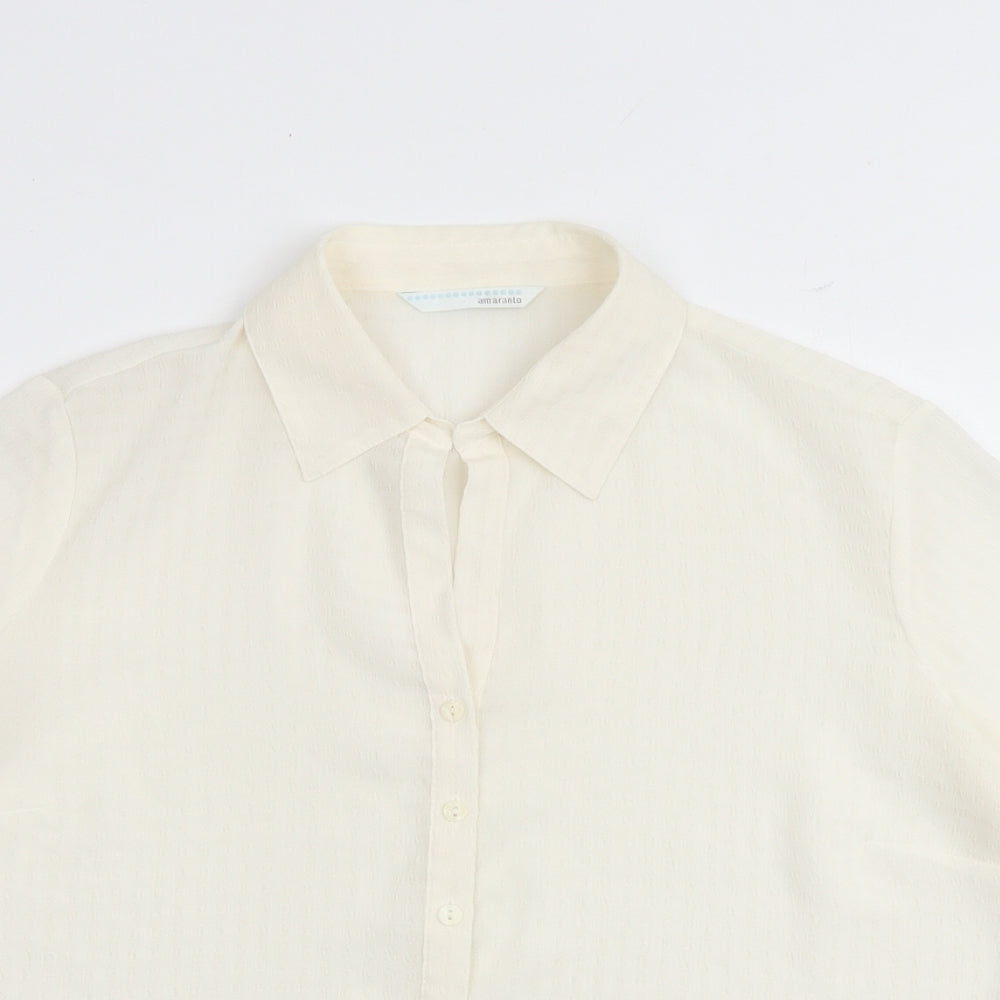 AMARANTO Womens Ivory Polyester Basic Button-Up Size 18 Collared