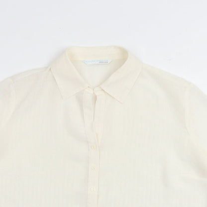 AMARANTO Womens Ivory Polyester Basic Button-Up Size 18 Collared