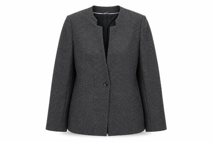 Klass Womens Grey Geometric Jacket Blazer Size 14 Button