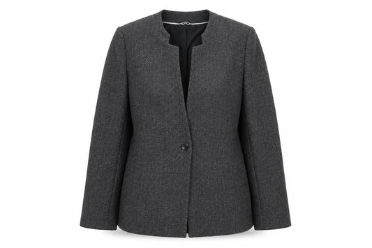 Klass Womens Grey Geometric Jacket Blazer Size 14 Button