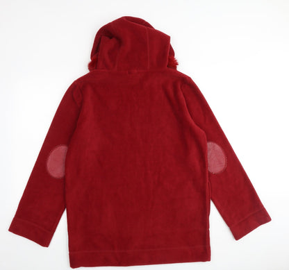 NAF NAF Womens Red Polyester Pullover Hoodie Size M Pullover - Fur Hood Pockets Elbow Patches