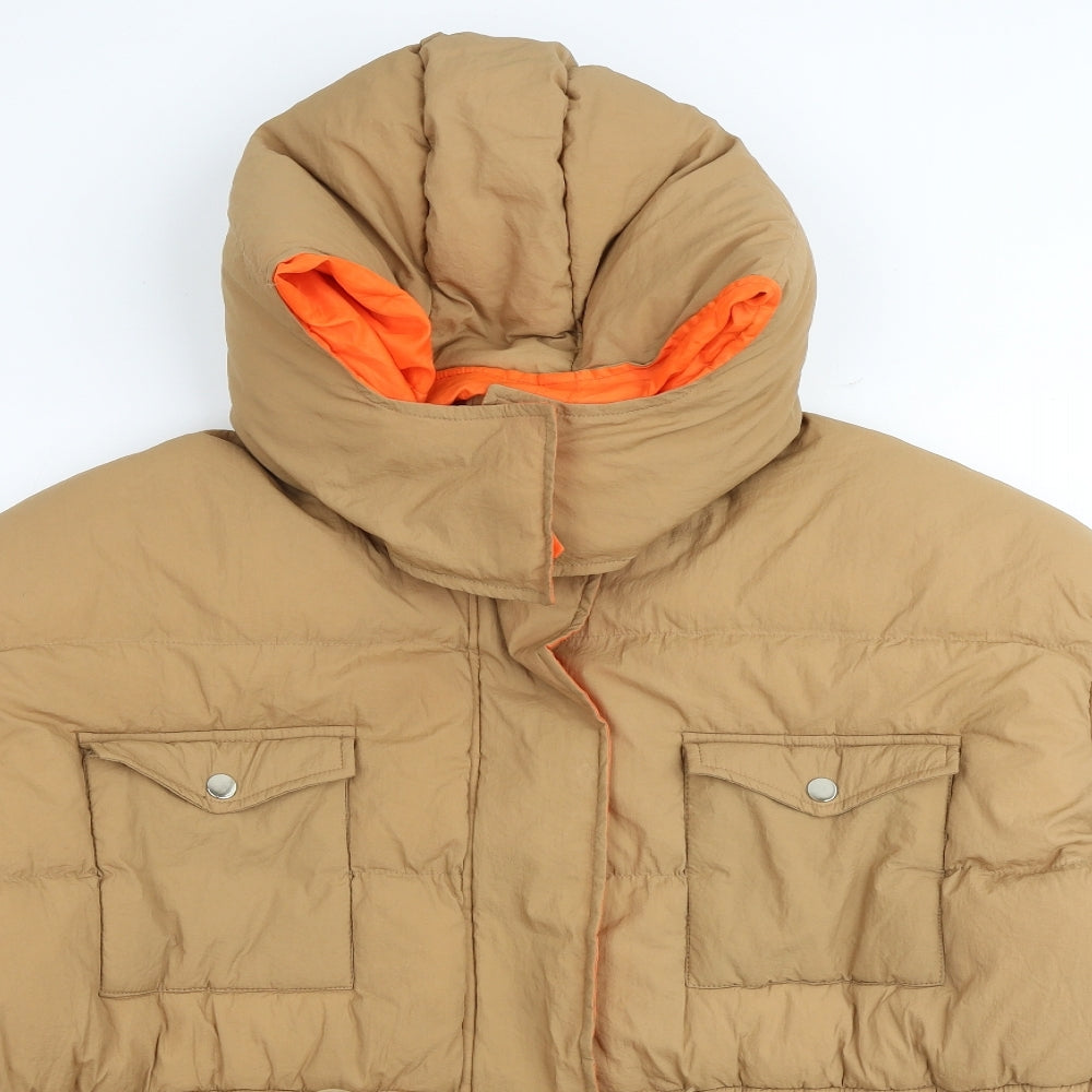 Womens UK Size M PRETTYLITTLETHING Brown Puffer Jacket