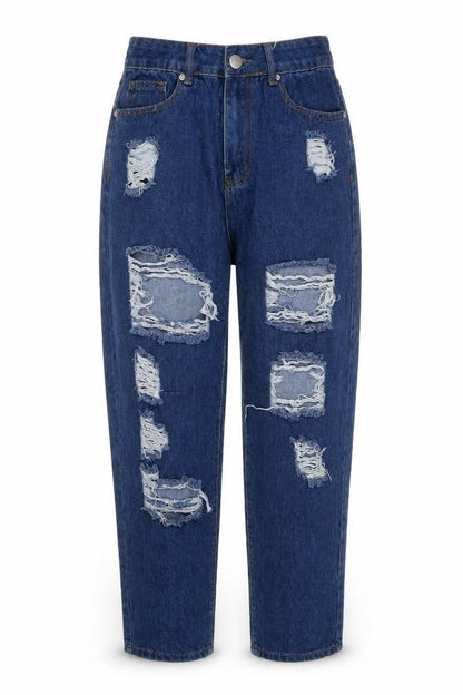 I SAW IT FIRST Womens Blue Cotton Mom Jeans Size 8 L27 in Regular Button