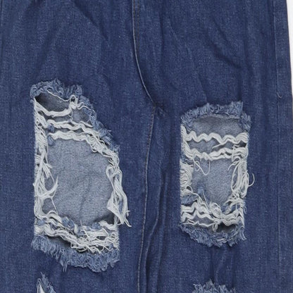 I SAW IT FIRST Womens Blue Cotton Mom Jeans Size 8 L27 in Regular Button