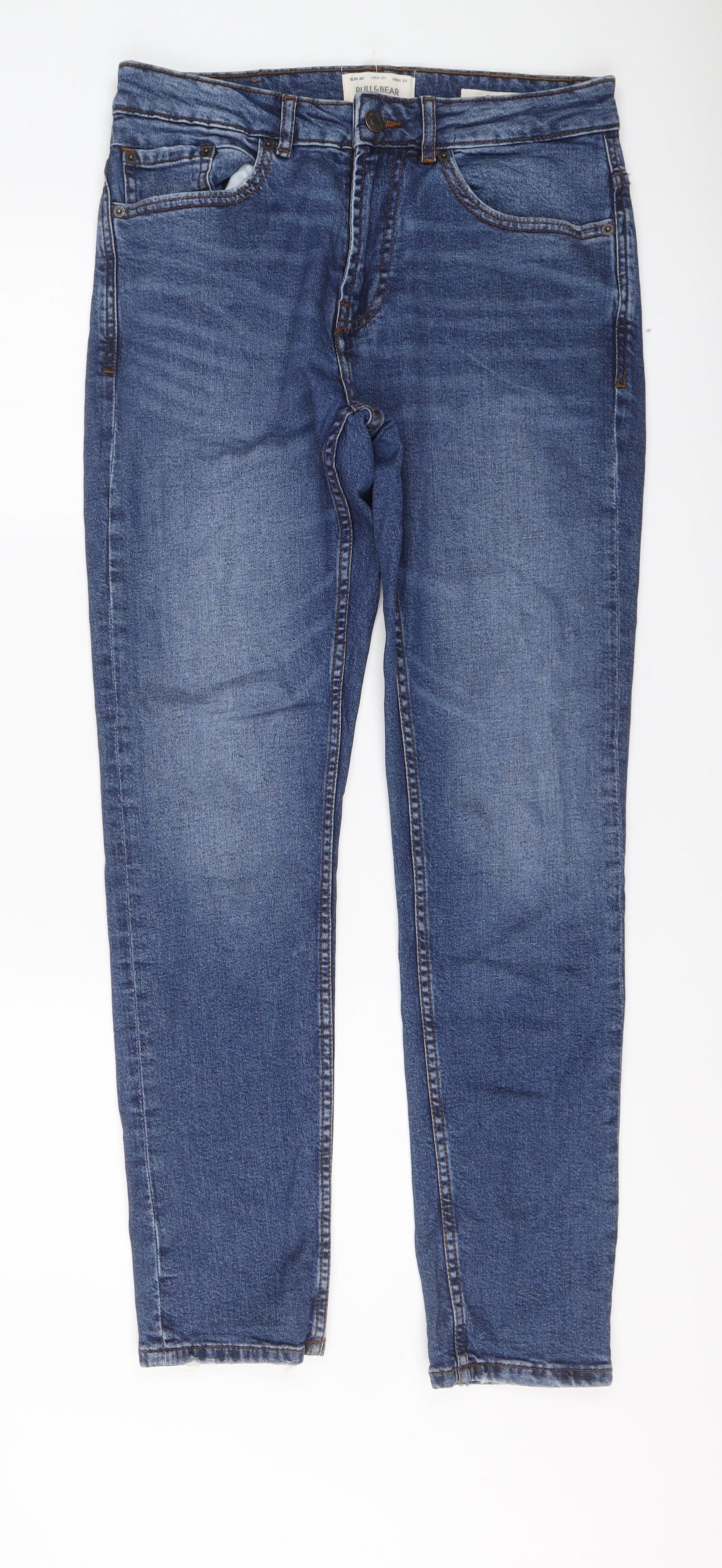 Mens UK Size 30 in Pull&Bear Slim Fit Straight Blue Jeans