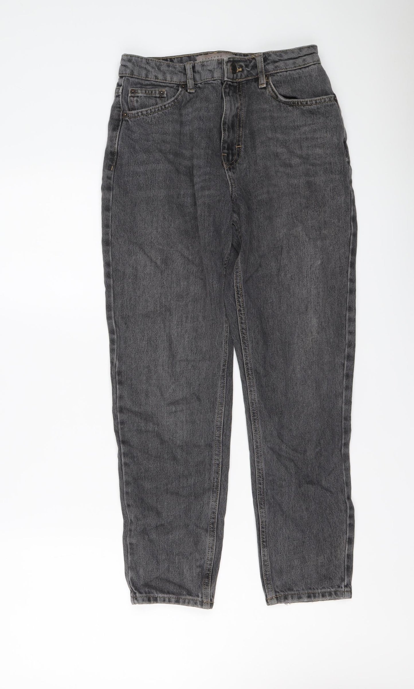 Topshop Womens Grey Cotton Mom Jeans Size 28 in L25 in Regular Button