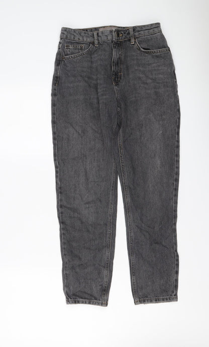 Topshop Womens Grey Cotton Mom Jeans Size 28 in L25 in Regular Button