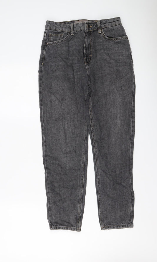 Topshop Womens Grey Cotton Mom Jeans Size 28 in L25 in Regular Button