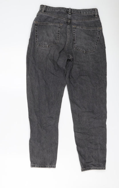 Topshop Womens Grey Cotton Mom Jeans Size 28 in L25 in Regular Button