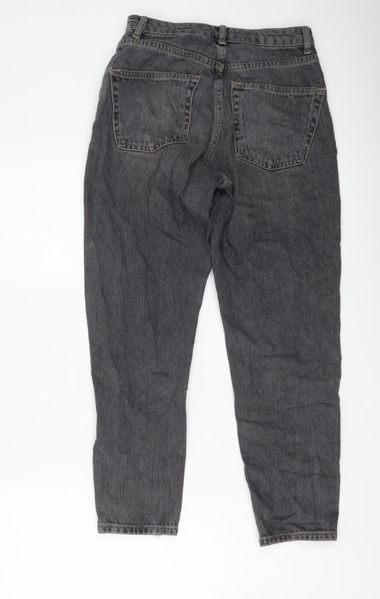 Topshop Womens Grey Cotton Mom Jeans Size 28 in L25 in Regular Button