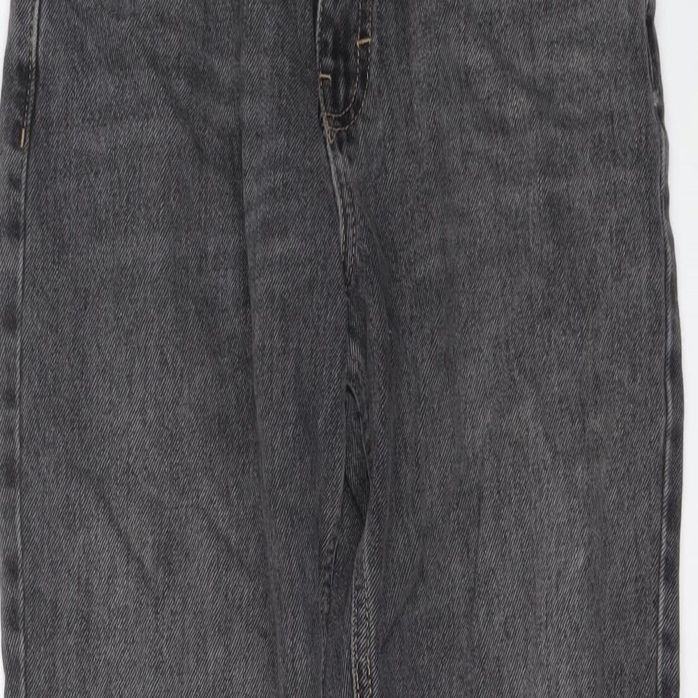 Topshop Womens Grey Cotton Mom Jeans Size 28 in L25 in Regular Button