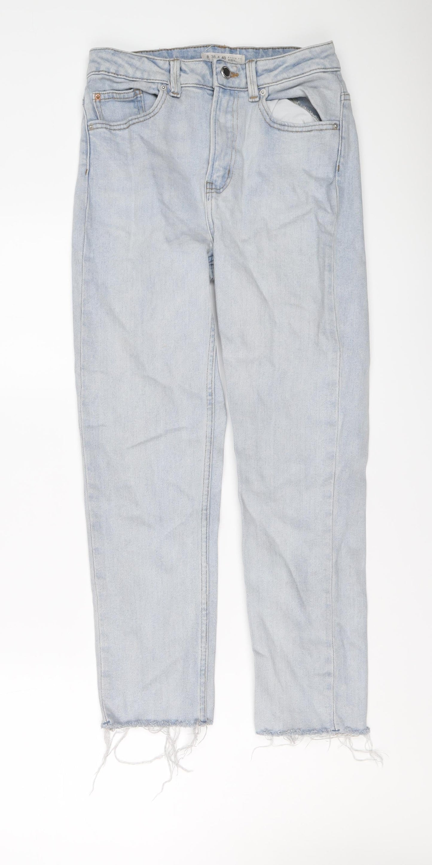 Denim & Co. Womens Blue Cotton Mom Jeans Size 8 L25 in Regular Button