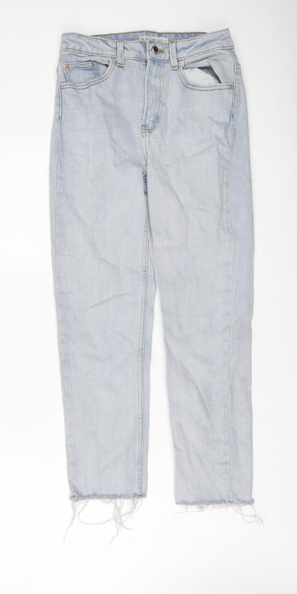 Denim & Co. Womens Blue Cotton Mom Jeans Size 8 L25 in Regular Button
