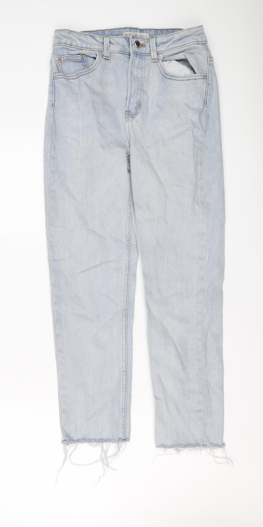 Denim & Co. Womens Blue Cotton Mom Jeans Size 8 L25 in Regular Button