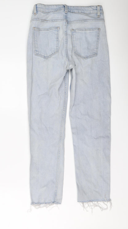 Denim & Co. Womens Blue Cotton Mom Jeans Size 8 L25 in Regular Button