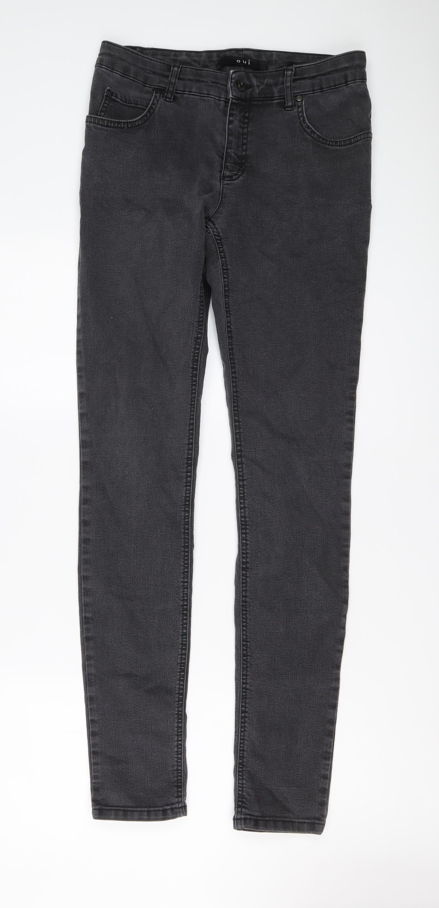 Womens UK Size 10 Oui Regular Fit Skinny Grey Jeans