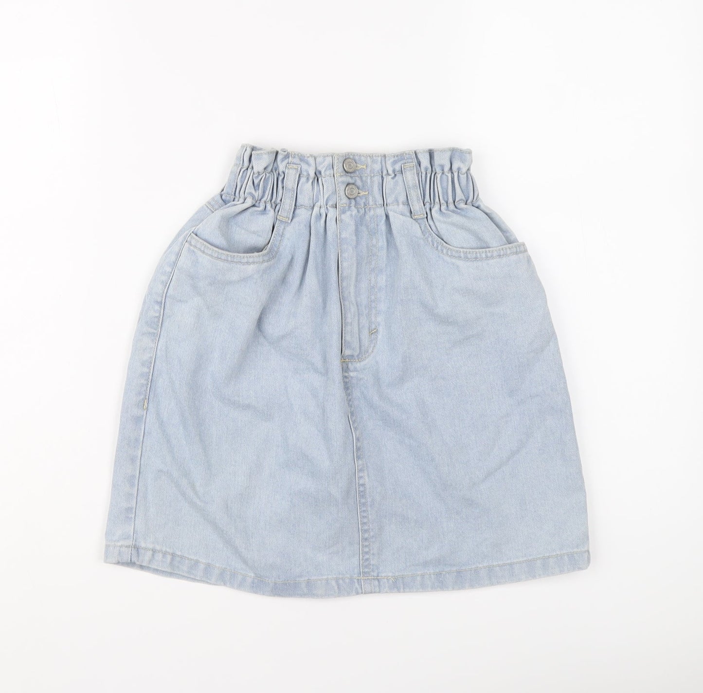 New Look Womens Blue Cotton A-Line Skirt Size 8 Button