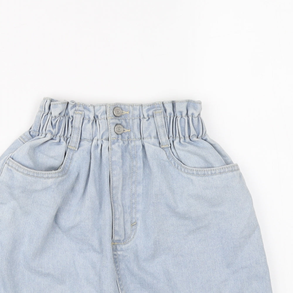 New Look Womens Blue Cotton A-Line Skirt Size 8 Button