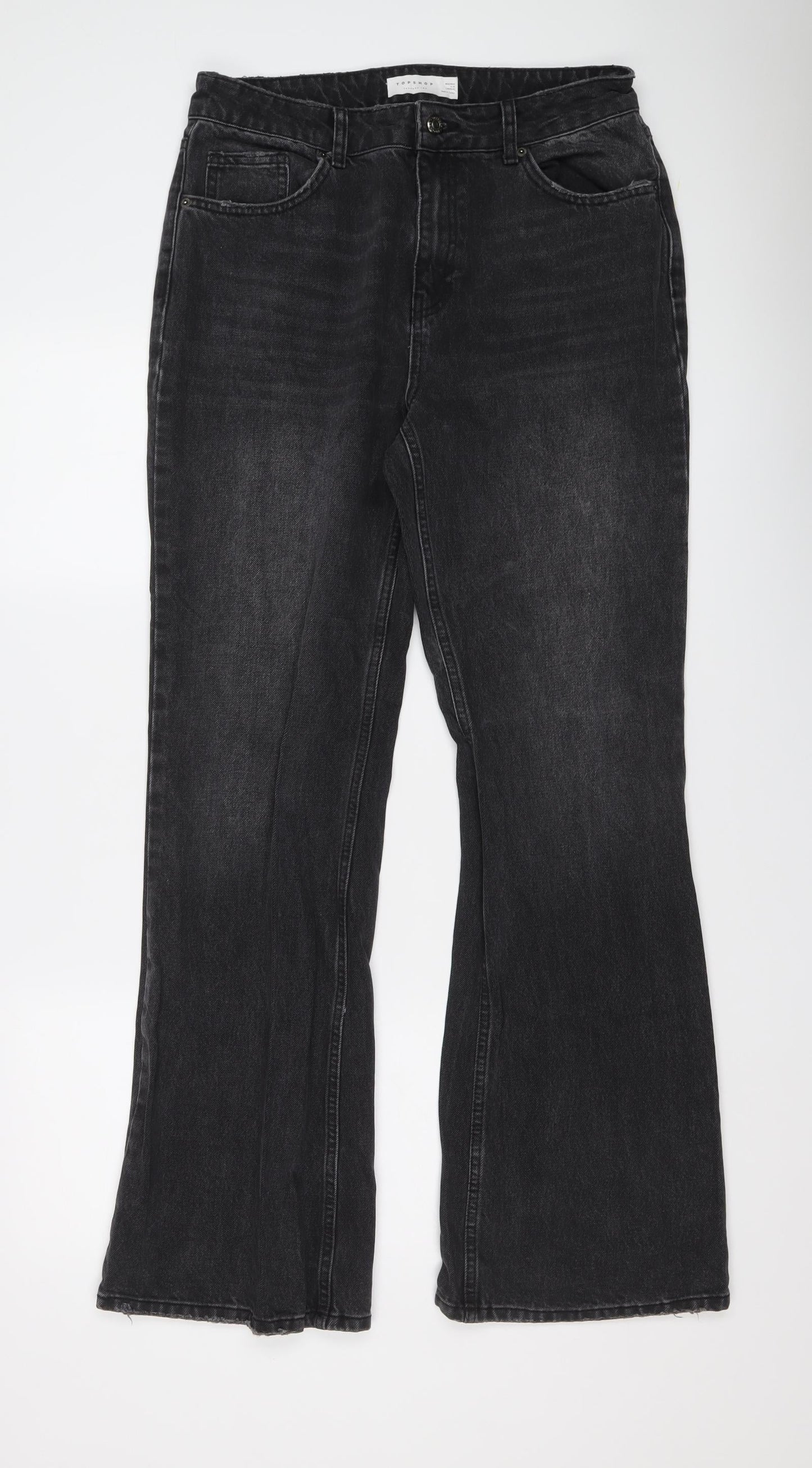 Topshop Womens Grey Cotton Tapered Jeans Size 32 in L32 in Regular Button