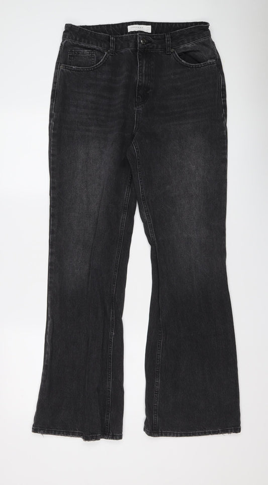 Topshop Womens Grey Cotton Tapered Jeans Size 32 in L32 in Regular Button