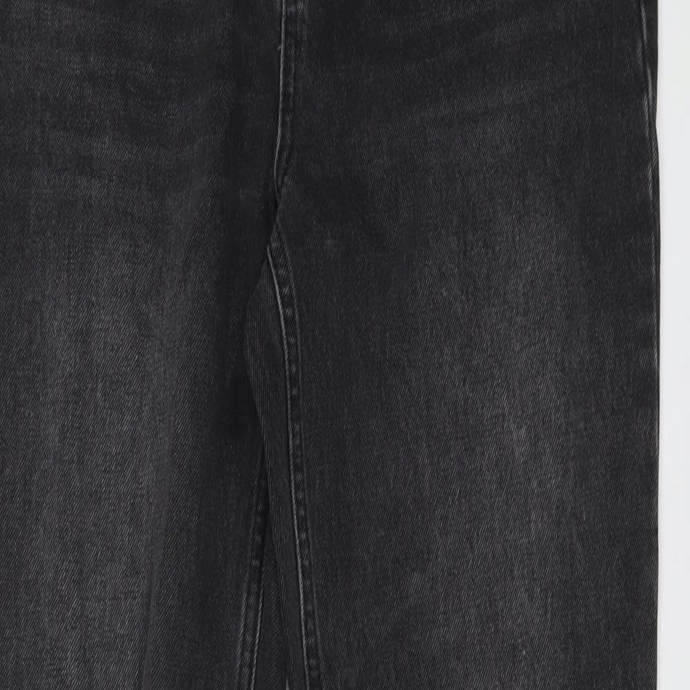 Topshop Womens Grey Cotton Tapered Jeans Size 32 in L32 in Regular Button