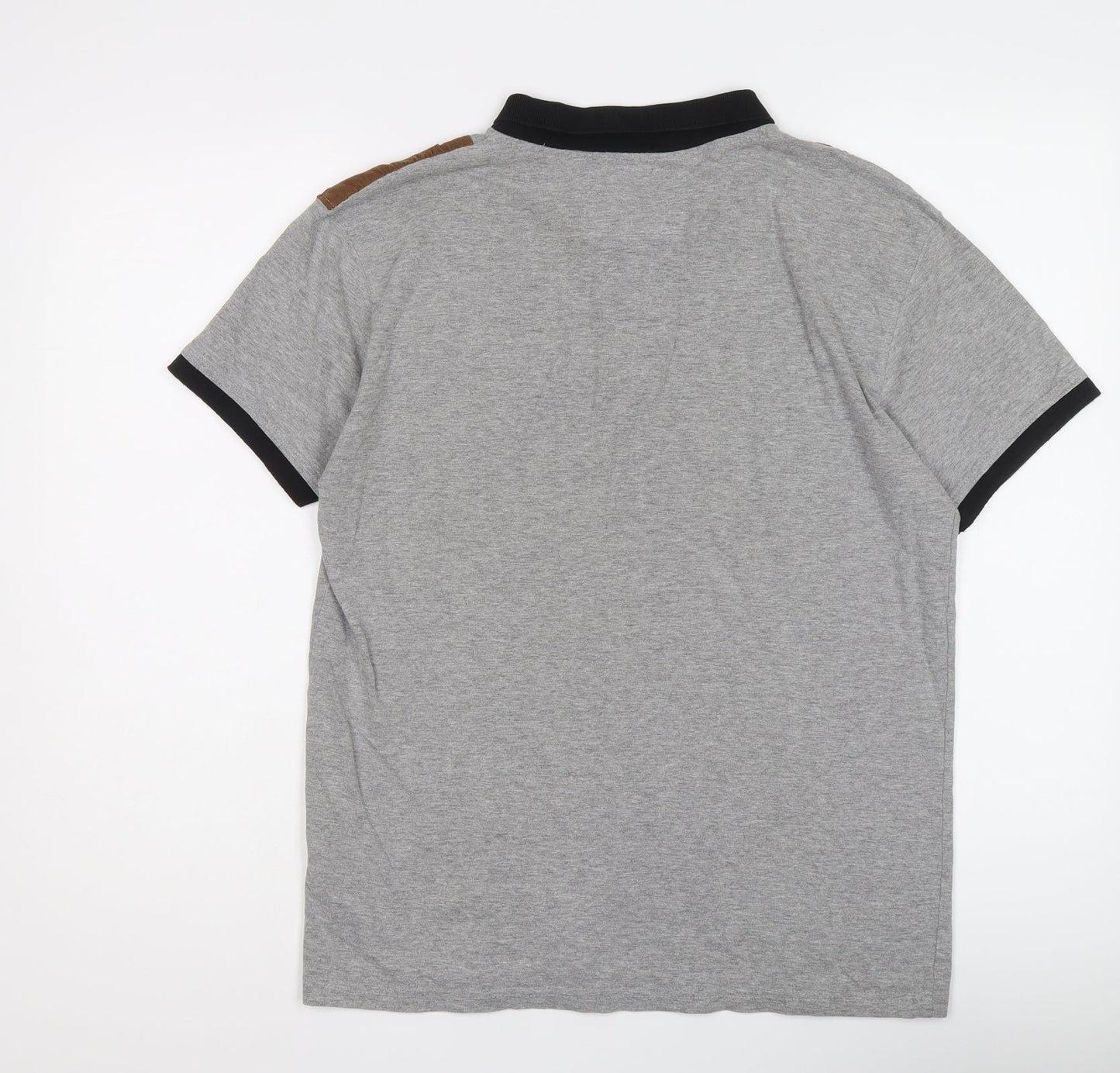 Soul Star Mens Grey Cotton Polo Size L Collared Button