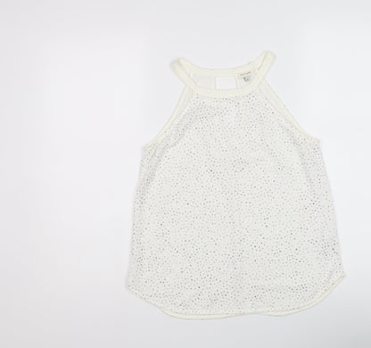 River Island Womens Ivory Polyester Basic Tank Size 8 Round Neck