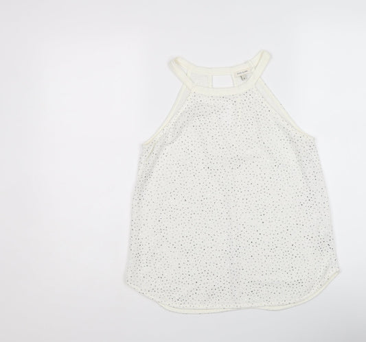 River Island Womens Ivory Polyester Basic Tank Size 8 Round Neck