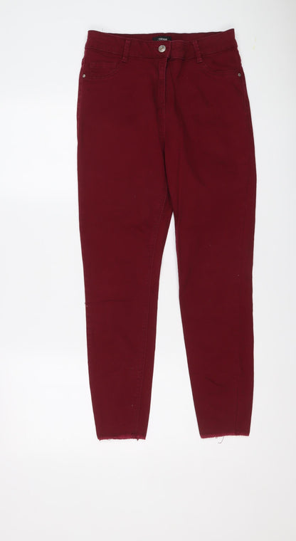 Authentic Womens Red Cotton Skinny Jeans Size 12 L25 in Regular Button