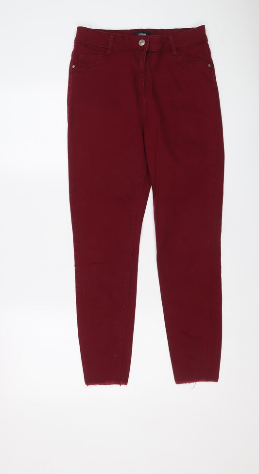 Authentic Womens Red Cotton Skinny Jeans Size 12 L25 in Regular Button