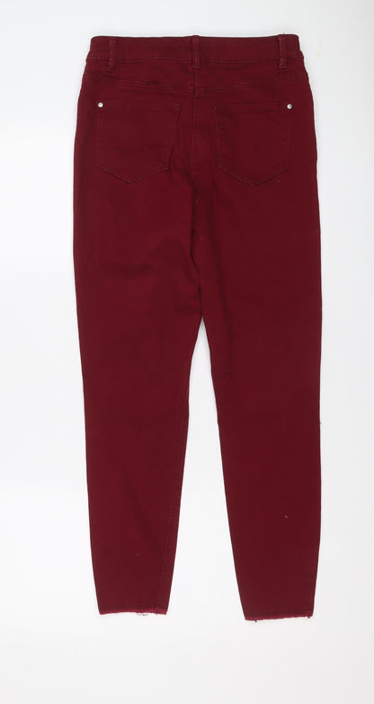 Authentic Womens Red Cotton Skinny Jeans Size 12 L25 in Regular Button