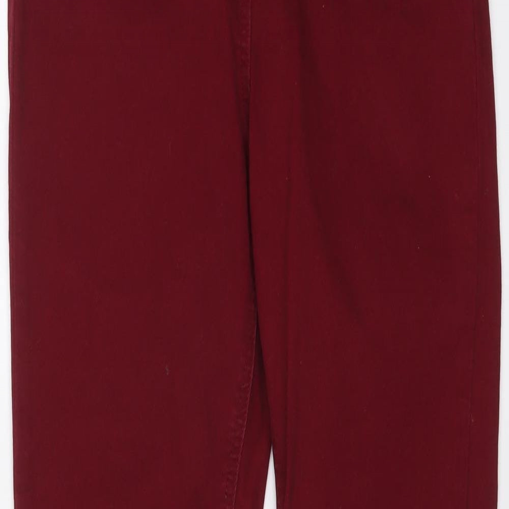 Authentic Womens Red Cotton Skinny Jeans Size 12 L25 in Regular Button
