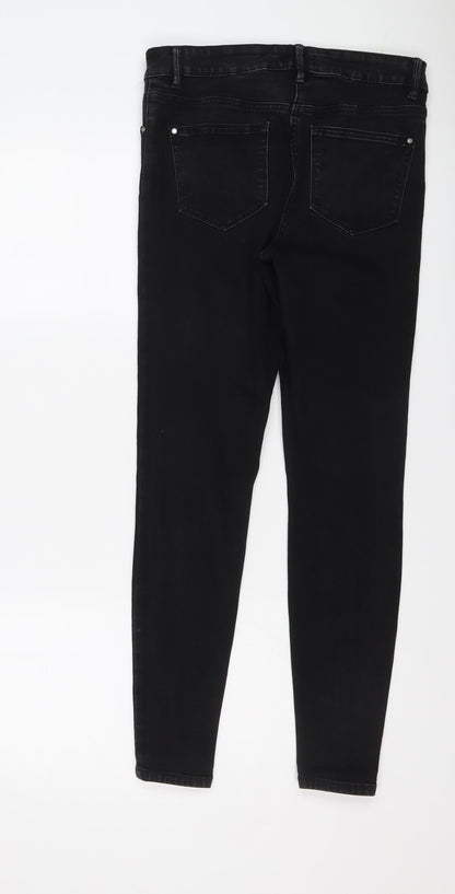 Authentic Womens Black Cotton Skinny Jeans Size 12 L27 in Regular Button