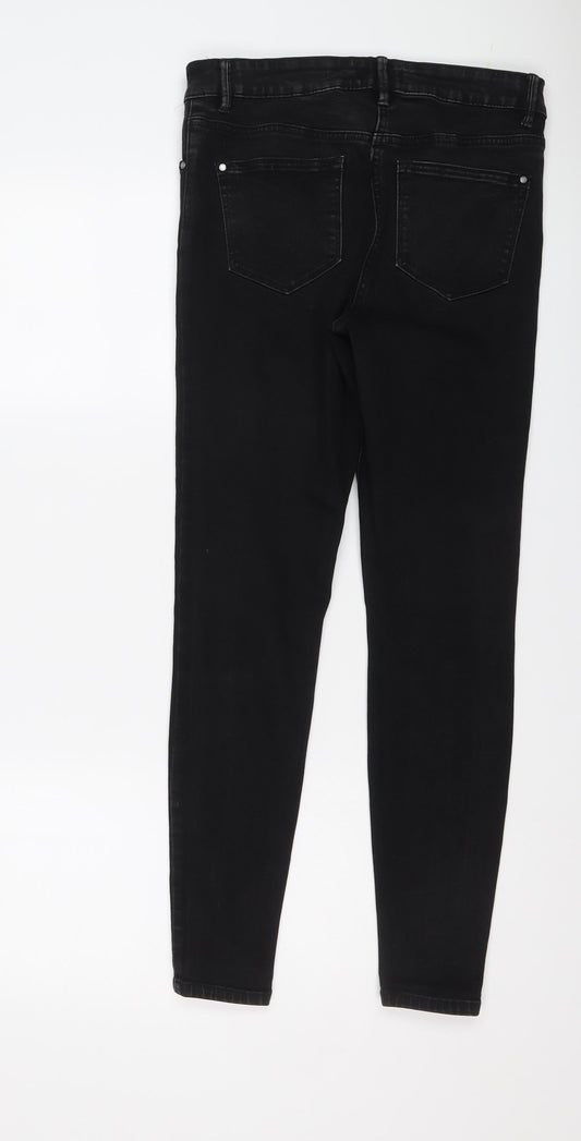 Authentic Womens Black Cotton Skinny Jeans Size 12 L27 in Regular Button