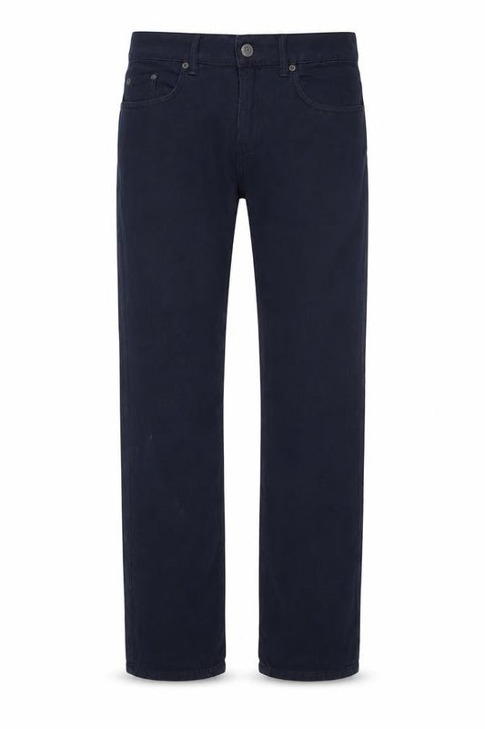 Front view of ESPRIT men’s blue cotton straight jeans, size 30, in, 32-inch leg regular button