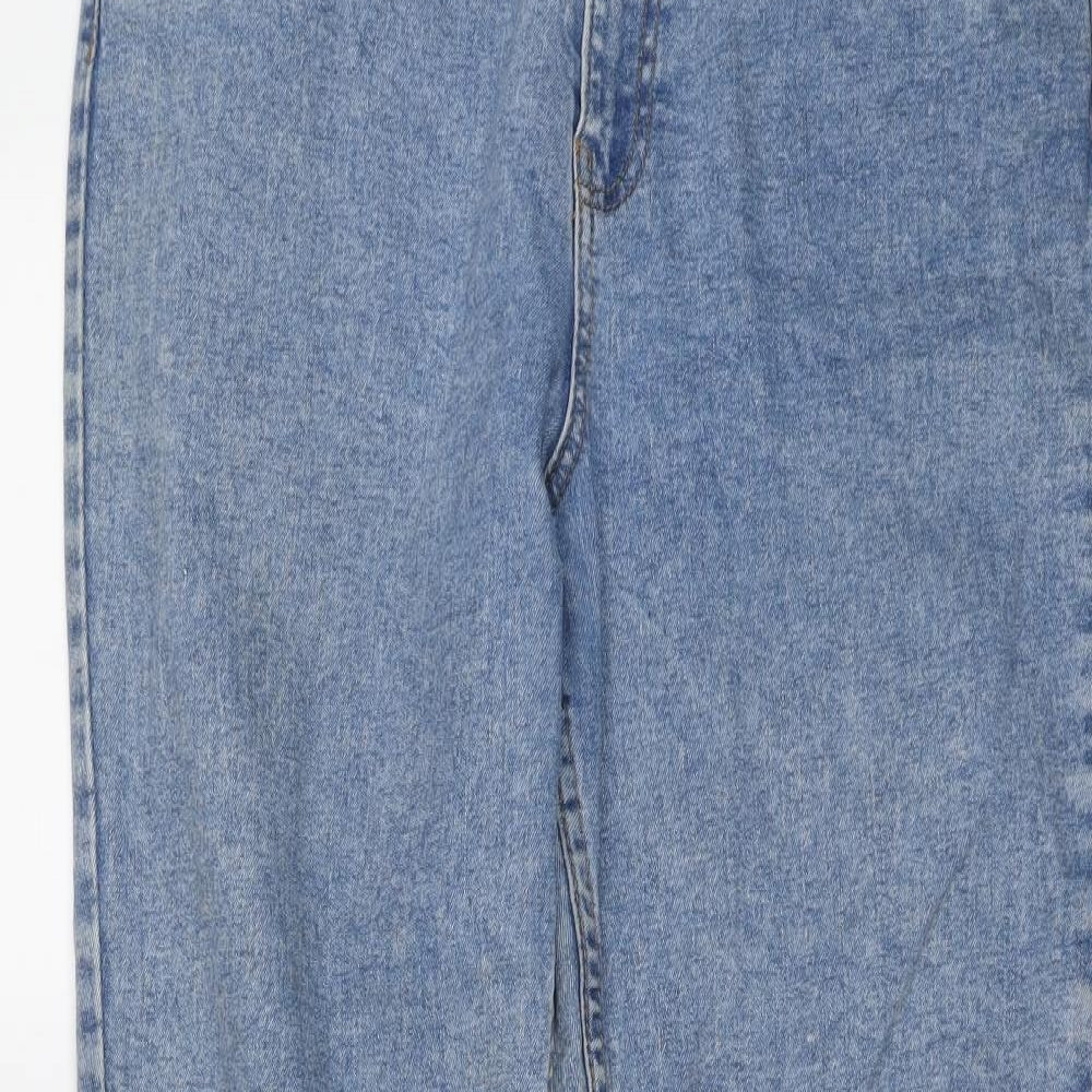 Denim & Co. Womens Blue Cotton Boyfriend Jeans Size 12 L26 in Regular Button