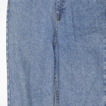 Denim & Co. Womens Blue Cotton Boyfriend Jeans Size 12 L26 in Regular Button