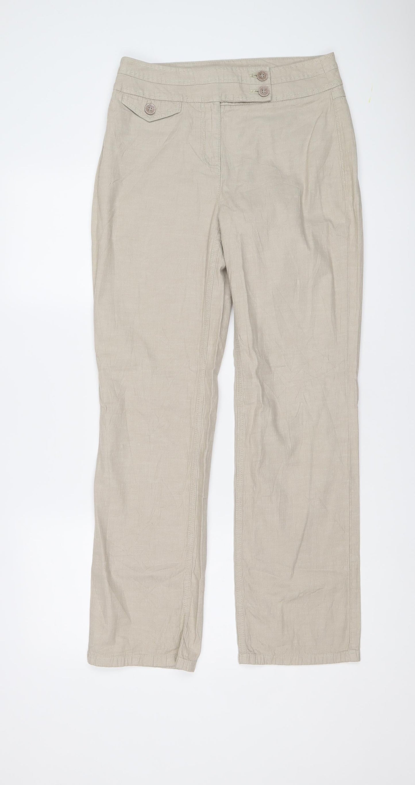 Womens UK Size 10 Per Una Regular Fit Carrot Beige Trousers