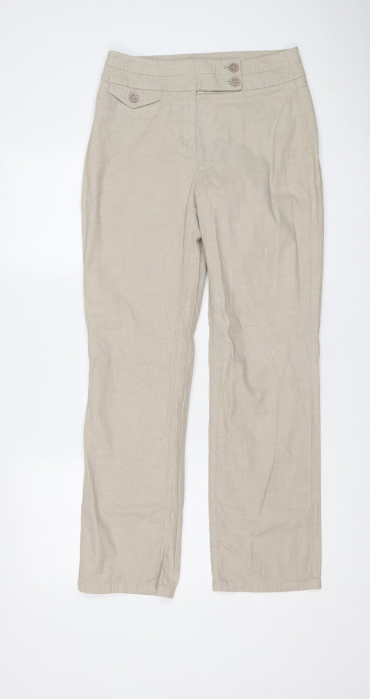 Womens UK Size 10 Per Una Regular Fit Carrot Beige Trousers