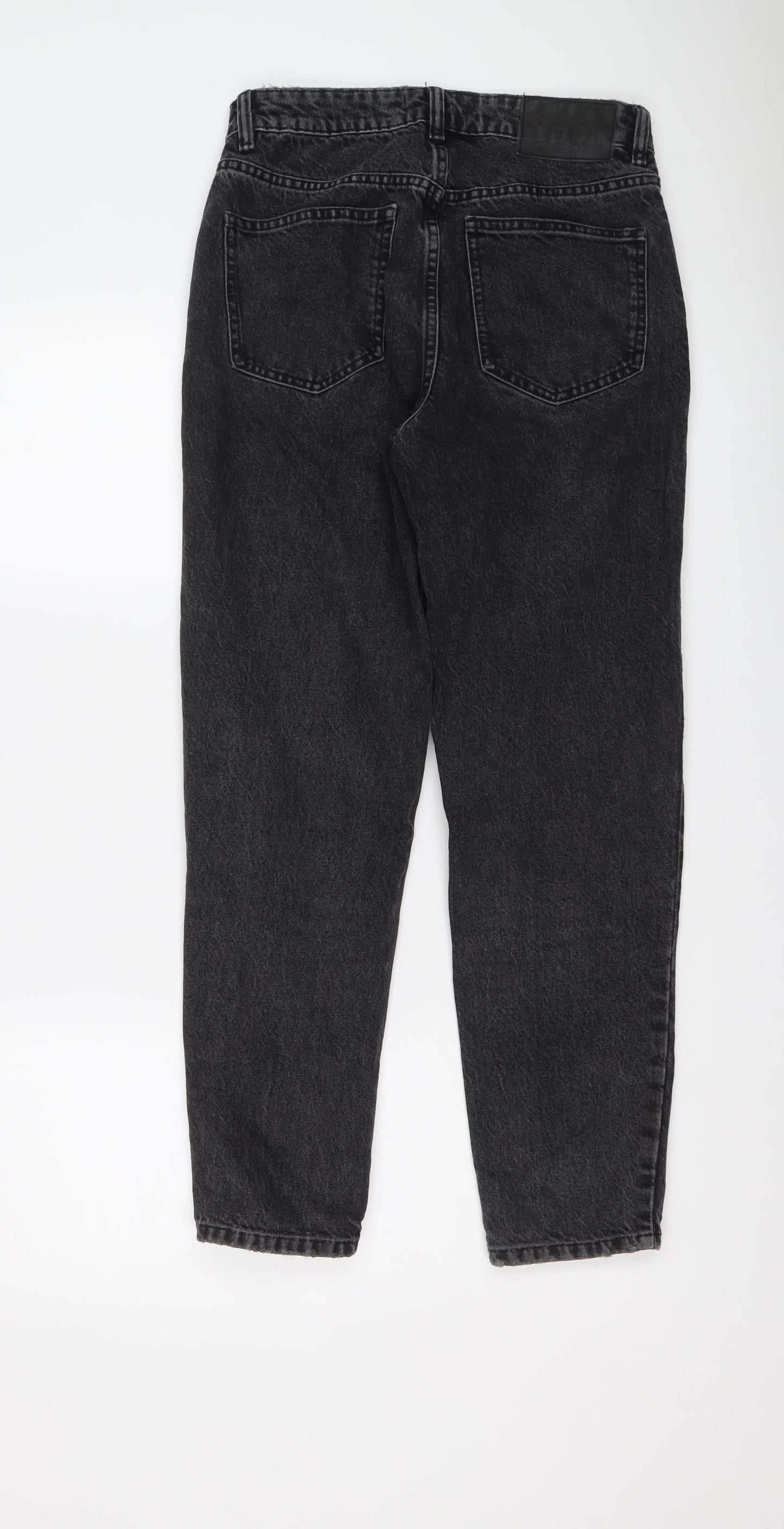 Zara Womens Grey Cotton Boyfriend Jeans Size 8 L26 in Regular Button