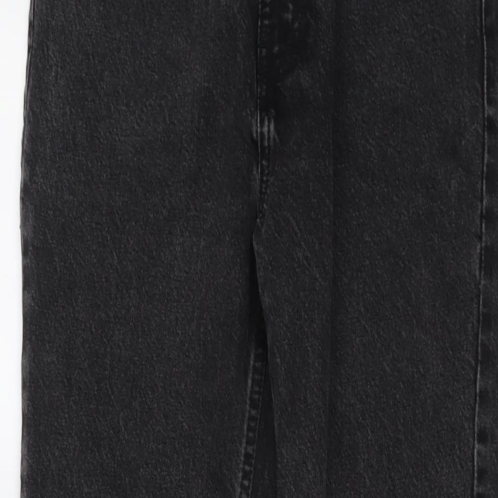 Zara Womens Grey Cotton Boyfriend Jeans Size 8 L26 in Regular Button