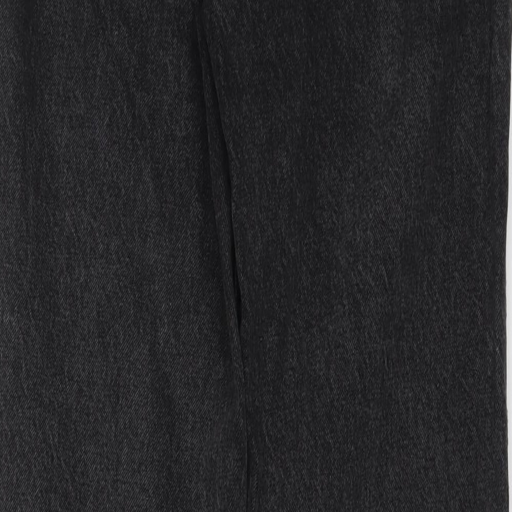 Zara Womens Grey Cotton Boyfriend Jeans Size 8 L26 in Regular Button