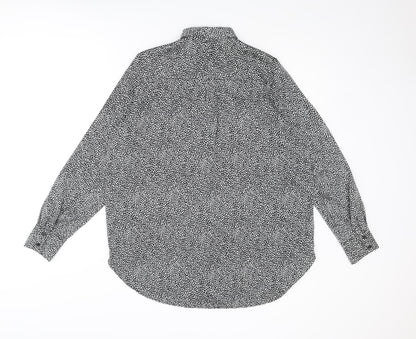 Womens UK Size XS H&M Black Basic Button-Up