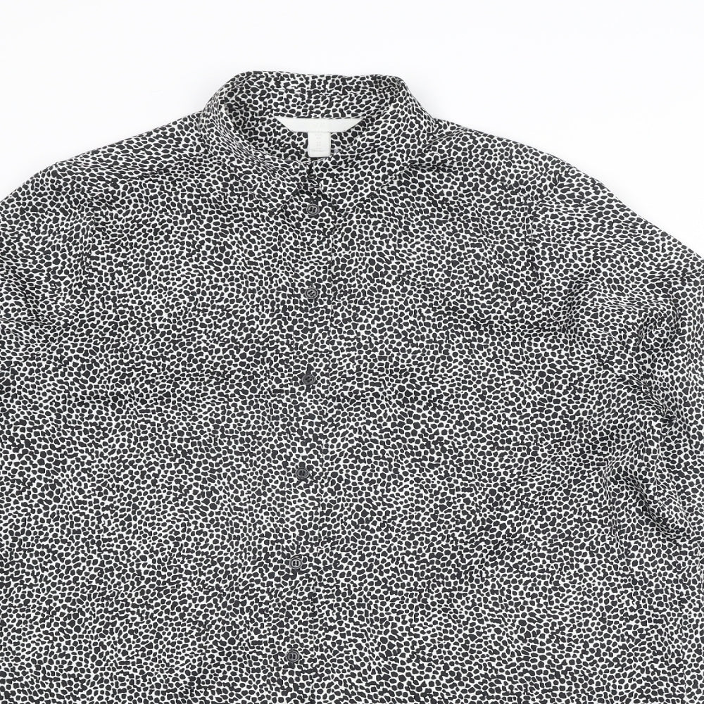 Womens UK Size XS H&M Black Basic Button-Up