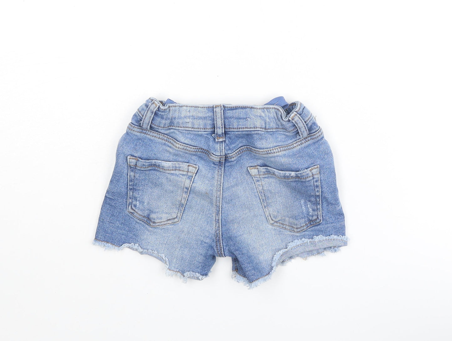 Denim & Co. Girls Blue Cotton Cut-Off Shorts Size 3-4 Years Regular