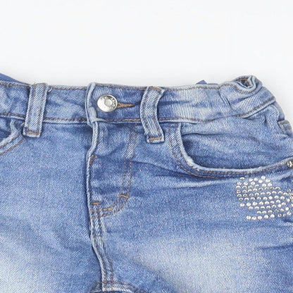 Denim & Co. Girls Blue Cotton Cut-Off Shorts Size 3-4 Years Regular