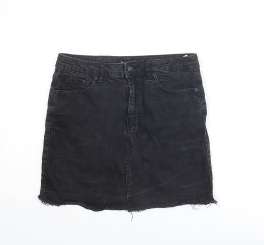 Nasty Gal Womens Black Cotton A-Line Skirt Size 10 Zip