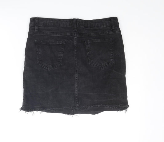 Nasty Gal Womens Black Cotton A-Line Skirt Size 10 Zip