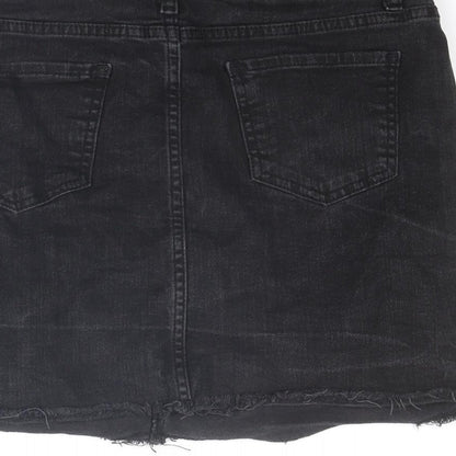 Nasty Gal Womens Black Cotton A-Line Skirt Size 10 Zip