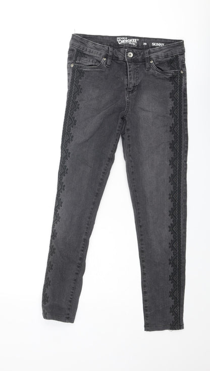 Cherokee Womens Grey Cotton Skinny Jeans Size 10 Regular Zip